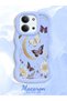 Redmi 15C 4g Compatible Wavy Frame Moon Butterfly and Flower Patterned Silicone Phone Case