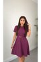 Women's Short Sleeve Modal Dress with Waist Belt - 3