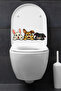 Toilet Sticker Three Cute Rabbits with Confused, Scared and Annoyed Facial Expressions Fun Bathroom Sticker Set - 6