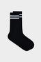 Black Striped Tennis Sports Cotton Socks - 2
