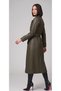 Women's Belted Lined Pocketed Long Leather Trench Coat - 2