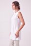 Women's Four Seasons Crew Neck Sleeveless Viscose Short Tunic White - 6