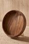 Acacia Wood Round Tray with Handles 35X5.5 cm - Vertical Grooved Coffee and Tea Serving Tray - 4