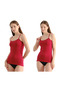 Women's 3-Piece (Navy Blue-Rose-Burgundy) Cotton Soft Textured Lycra Body-Hugging Undershirt with Straps - 5