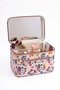 Floral Patterned Makeup Bag with Mirror Travel Cosmetic Organizer Handbag 21X14X14 cm - 2