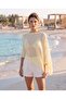 Women's Asymmetrical Transparent Knitwear Poncho Yellow 31228 - 3