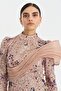 Stone Embellished Collar Detailed Evening Dress - Powder - 5