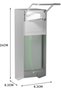 Eurodispenser, soap dispenser, wall mounting, elbow-operated soap dispenser for disinfectant and hand soap, white soap dispenser, aluminium, 500 ml - 5