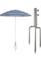 Parasol stand with ground anchor, detachable parasol stand for fishing, garden, beach (silver)