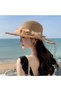Wide-brimmed soft gauze hat for women, sun protection, lace floral folding beach hat, UV protection, travel, summer, outdoor. - 2