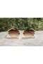 Women's oval gold metal frame brown gradient lens uv400 sunglasses - 3