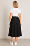 Women's Front Metal Buttoned Viscose Steel Skirt 1005-Black - 3
