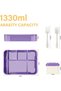 Children's lunchbox, divider, 1330ml capacity, leak-proof, school, picnics, travel, adults, girls, boys. - 5