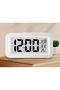 Portable ABS multi-functional electronic digital square alarm clock with temperature display, silent design, suitable for bedroom (white). - 3