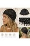 Women's Black Beaded Detailed Mesh Knitted Hair Bandana Beach Hair Accessory
