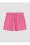 Two Mt Shop Quality Lcw Vision Fuchsia Textured Women's Shorts with Elastic Waist - 5
