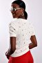 Ecru Floral Embroidered Short Sleeve Knitwear 142 - 5