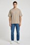 Men Crew Neck Short Sleeve Solid T-Shirt, Beige - 3