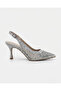 Women's Pointed Toe Stone Bead Embroidered Mesh Detailed Open-Back Heeled Shoes - 2