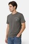 Men Crew Neck Short Sleeve Brand Logo T-Shirt, Grey - 4
