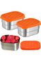 Two-piece stainless steel snack box set, food container set, stainless steel lunch box with silicone lid, Geschikt voor condiments, appetizers, salads