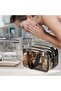 Unisex Double-Layer Toiletry Bag Large Transparent Travel Bag Thickened PVC Waterproof Cosmetic Case Handle Zipper Black - 4