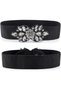 Rhinestone elastic belt, black crystal loose belt, floral tight belt for women, tight belt for formal wear