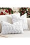 Christmas cushion cover 45×45 cm – soft plush short wool, luxury white with Christmas tree (1 piece) - 4