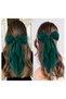 Six large bow hair clips, long tail hairbands for women and girls, silky satin finish, playful bow accessories (green). - 2