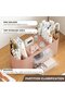 Desktop Organizer Storage Box with Pen Holder, 10-Compartment Clear Double Drawers Stationery Caddy (Pink) - 5