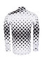 Men's White Black Geometric Patterned Digital Printed Long Sleeve Lycra Shirt - 5