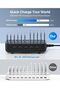 100W USB-C Charging Station,10-Port PD Fast Charger with 20W Max Per Port,10pcs Mixed Short Cables Included,Charging Organizer for phones,tablets and other electronics(Black) - 4