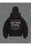 Oversized Zippered Black Unisex Hooded Cardigan with Mask Detail