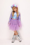 Lilac Long Sleeve Mermaid Patterned Girls' Crop Skirt Set - Fragile - 3