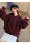 Women's Burgundy Thessaloniki Knitted Crew Neck Comfortable Fit Oversize Sweater Tuma1400 - 5