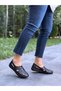 Black Black Sole Leather Caged Women's Casual Shoes - 2
