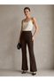 Women's Black High Waist Spanish Flare Scuba Crepe Gathering Stretchy Pants (Promotional Price) - 3