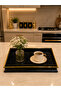 Moon Black Gold Detailed Decorative Black Glitter Luxury Presentation and Serving Tray 41X29 cm - 2