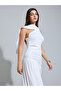 White Draped Sleeves A-Line Maxi Dress - 2