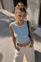 Women's Contrast Ribbed Buttoned Knitwear Vest - 2