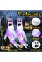 (eb31x2)Pack of 2 Halloween Ghost Decoration with LED Fairy Lights, Windsock, Halloween Ghost Windsock Flag, Horror Scary Ghost Hanging Ghost Garden Decoration, Halloween Party - 6