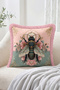 Vintage 4-Piece Fringed Throw Pillow Cover Set with Bee and Flower Patterns - Tassel Pillowcase - 3