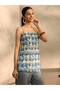 Blue Printed Cotton Straight Kurti - 2