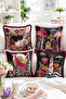 Cat, Giraffe, Lighthouse and Forest House Themed Set of 4 Fringed-Tasseled Throw Pillow Covers