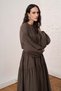 Soho Ribbed Detailed Voile Dress Coffee - 2