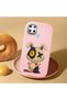 Realme C25Y Compatible Case Camera Protector Pink Silicone Couple Phone Case with Character Pattern - 2