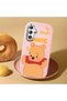 Samsung Galaxy M34 Compatible Case Camera Protector Pink Silicone Couple Phone Case with Bear Pattern - 2
