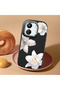 Redmi 13C Compatible Case Camera Protector Black Silicone Couple Phone Case with Floral Pattern - 2