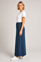 High Waist Zipper Detailed Denim Maxi Skirt 7510-Blue - 2