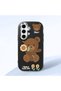 Samsung Galaxy S24 Fe Compatible Case Camera Protector Black Silicone Couple Phone Case Bear Pattern